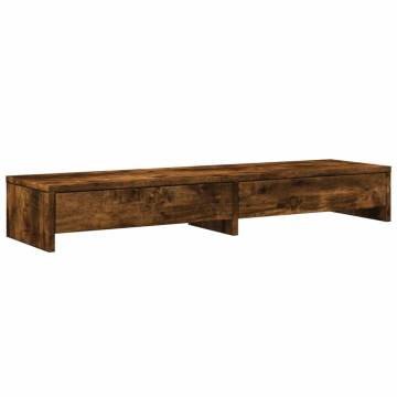 Dual Monitor Stand with Drawers - Smoked Oak | HipoMarket UK