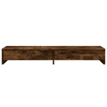 Dual Monitor Stand with Drawers - Smoked Oak | HipoMarket UK