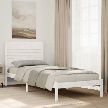 Extra Long White Bed Frame - Solid Pinewood, 100x220 cm