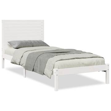 Extra Long White Bed Frame - Solid Pinewood, 100x220 cm