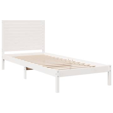 Extra Long White Bed Frame - Solid Pinewood, 100x220 cm