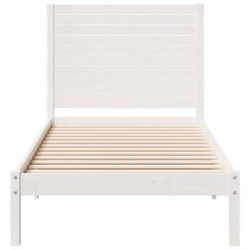 Extra Long White Bed Frame - Solid Pinewood, 100x220 cm