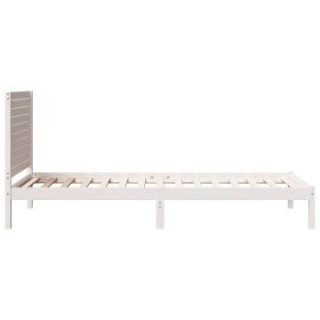 Extra Long White Bed Frame - Solid Pinewood, 100x220 cm