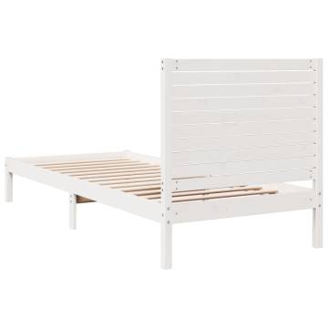 Extra Long White Bed Frame - Solid Pinewood, 100x220 cm