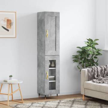 Stylish Concrete Grey Highboard - 34.5x34x180 cm