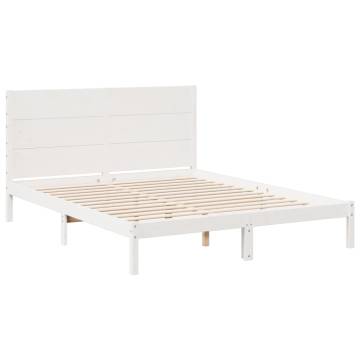 Extra Long White Bed Frame 160x210 cm - Solid Wood | HipoMarket