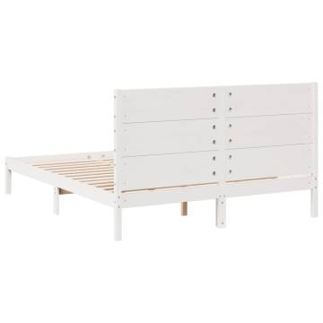 Extra Long White Bed Frame 160x210 cm - Solid Wood | HipoMarket