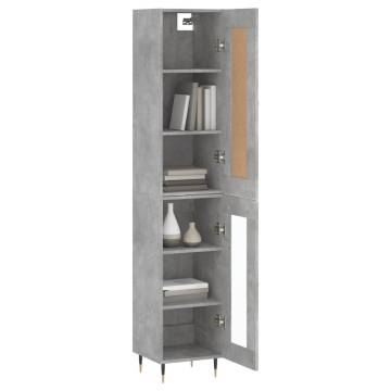 Stylish Concrete Grey Highboard - 34.5x34x180 cm