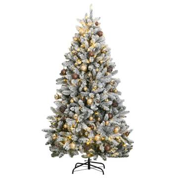 Artificial Hinged Christmas Tree 240cm with 300 LEDs & Balls