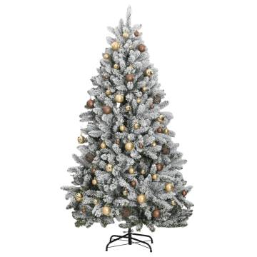 Artificial Hinged Christmas Tree 240cm with 300 LEDs & Balls