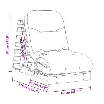 Futon Sofa Bed with Mattress - Wax Brown Solid Pine