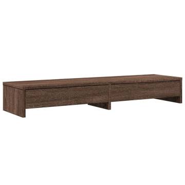 Monitor Stand with Drawers - Brown Oak | 100x27x15 cm