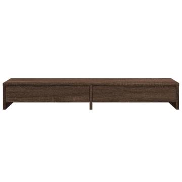 Monitor Stand with Drawers - Brown Oak | 100x27x15 cm