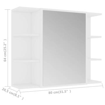 Stylish Bathroom Mirror Cabinet White - 80x20.5x64 cm