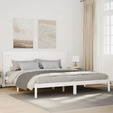 Extra Long Solid Wood Bed Frame - White 160x220 cm