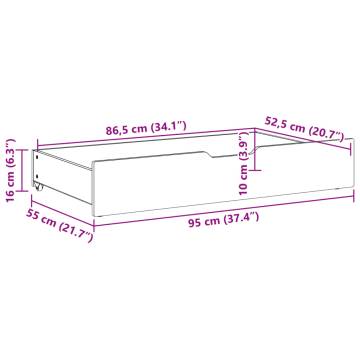 Under-Bed Drawers 2 pcs White | Solid Pine Storage Solution