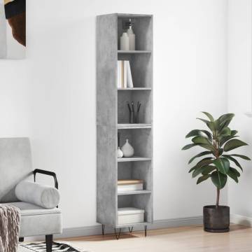 Stylish Highboard Concrete Grey - Engineered Wood Storage