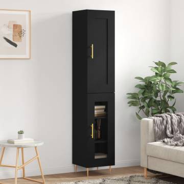 Elegant Highboard Black 34.5x34x180 cm - Engineered Wood