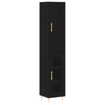 Elegant Highboard Black 34.5x34x180 cm - Engineered Wood