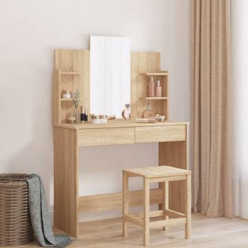 Sonoma Oak Dressing Table with Mirror - Stylish and Functional