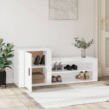 High Gloss White Shoe Cabinet - Stylish & Functional Storage