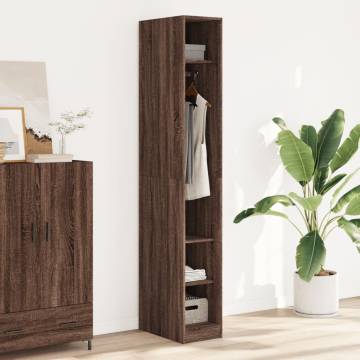 Stylish Brown Oak Wardrobe - 30x50x200 cm Engineered Wood