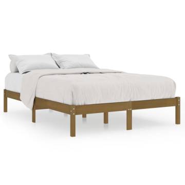 Honey Brown Solid Wood Bed Frame 120x190 cm | HipoMarket