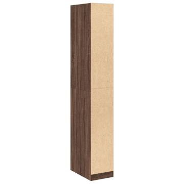 Stylish Brown Oak Wardrobe - 30x50x200 cm Engineered Wood