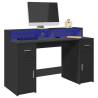  Desk with LED Lights Black 140x55x91 cm Engineered Wood Colour black Size 140 x 55 x 91 cm 