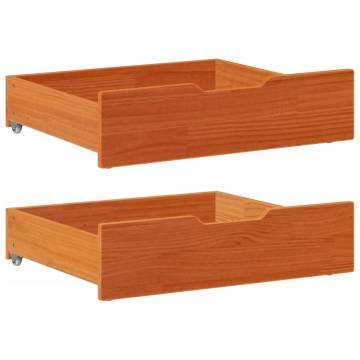 Under-Bed Drawers 2 pcs Wax Brown - Solid Pine 65x55x16 cm