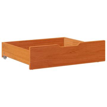 Under-Bed Drawers 2 pcs Wax Brown - Solid Pine 65x55x16 cm