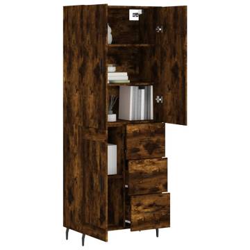 Elegant Highboard in Smoked Oak - 69.5x34x180 cm | Hipomarket