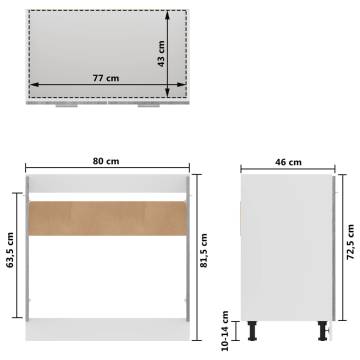 Sink Bottom Cabinet Grey Sonoma - 80x46x81.5 cm