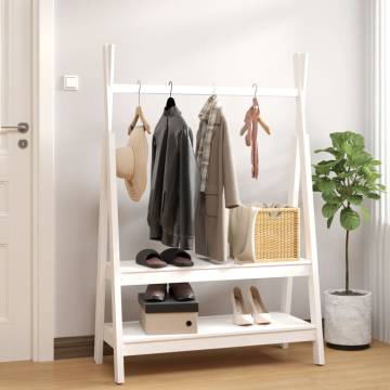 Clothes Rack White - Solid Pine Wood | 100x45.5x150 cm