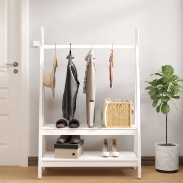 Clothes Rack White - Solid Pine Wood | 100x45.5x150 cm