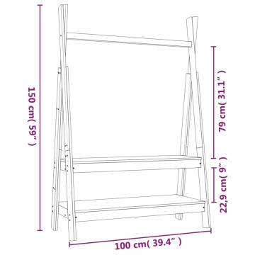 Clothes Rack White - Solid Pine Wood | 100x45.5x150 cm