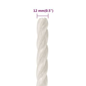 Durable 12mm White Work Rope - 100m Polypropylene | Hipo Market