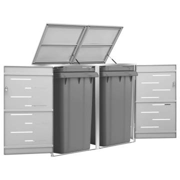 Double Wheelie Bin Shed - Sturdy Stainless Steel | HipoMarket