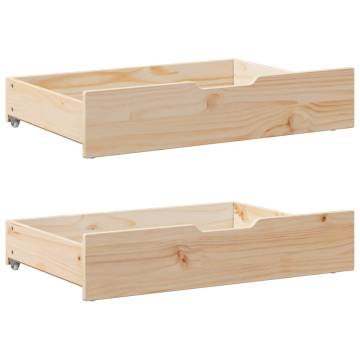 Under-Bed Drawers with Wheels | Solid Wood Pine - 2 pcs