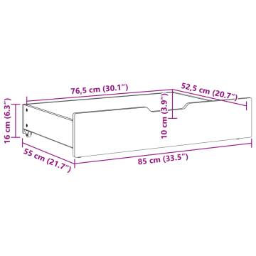 Under-Bed Drawers with Wheels | Solid Wood Pine - 2 pcs