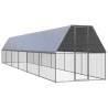  Chicken Cage 2x12x2 m Galvanised Steel Colour silver and grey Size 2 x 12 x 2 m Model with partially-covered roof 