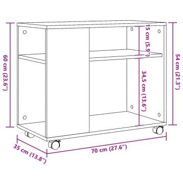 Side Table with Wheels - White Engineered Wood | HipoMarket