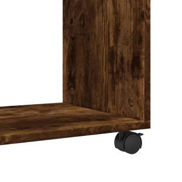 Side Table with Wheels - Smoked Oak - 70x35x60 cm