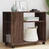 Stylish Brown Oak Side Table with Wheels - 70x35x60 cm