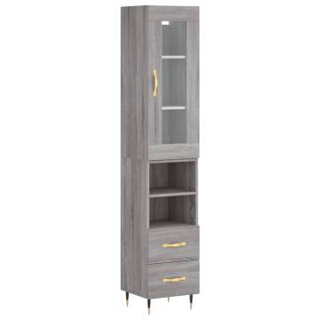 Stylish Highboard Grey Sonoma | 34.5x34x180 cm | Hipomarket