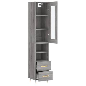 Stylish Highboard Grey Sonoma | 34.5x34x180 cm | Hipomarket