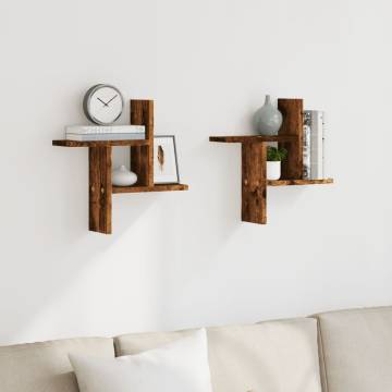 Wall Shelves 2 pcs Smoked Oak - Stylish & Durable Storage