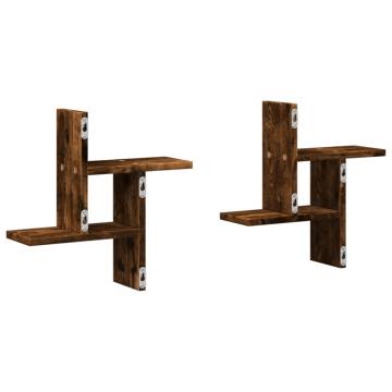 Wall Shelves 2 pcs Smoked Oak - Stylish & Durable Storage