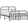 Metal Bed Frame with Headboard & Footboard - Black 140x190 cm