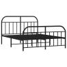 Metal Bed Frame with Headboard & Footboard - Black 140x190 cm